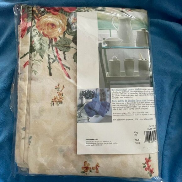 MARTHA STEWART rose damask fabric shower curtain NWT never opened pkg.VINTAGE - Picture 3 of 4